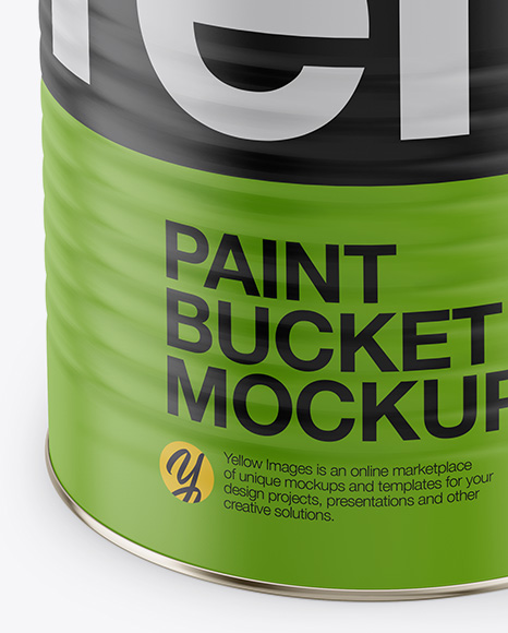 Download Opened Paint Bucket with Matte Label Mockup - Front View ...