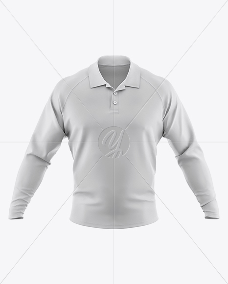 Download Men's Polo With Long Sleeve Mockup - Front View in Apparel ...