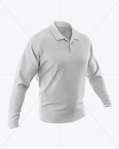 Download Men's Polo With Long Sleeve Mockup - Half Side View in ...
