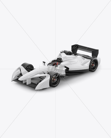 Formula E Racing Car 2016 Mockup - Half Side View (High-Angle Shot) in