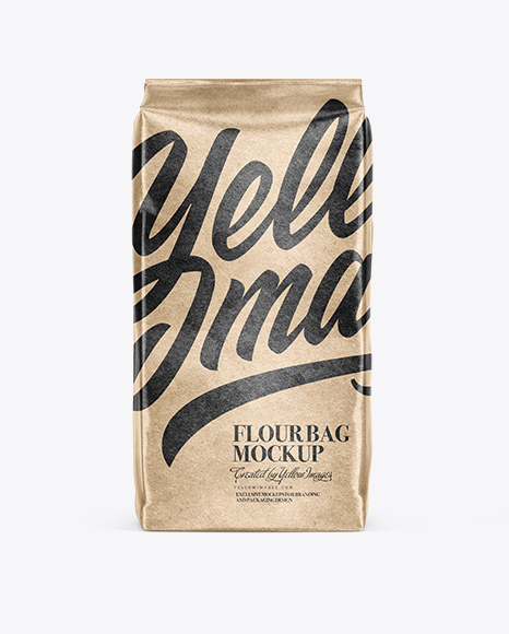 Download Kraft Flour Bag Mockup - Front & Side View in Bag & Sack Mockups on Yellow Images Object Mockups