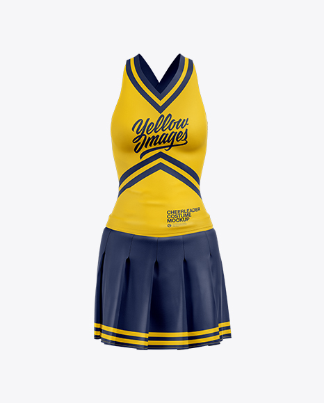 Cheerleader Costume Mockup - Front View in Apparel Mockups on Yellow