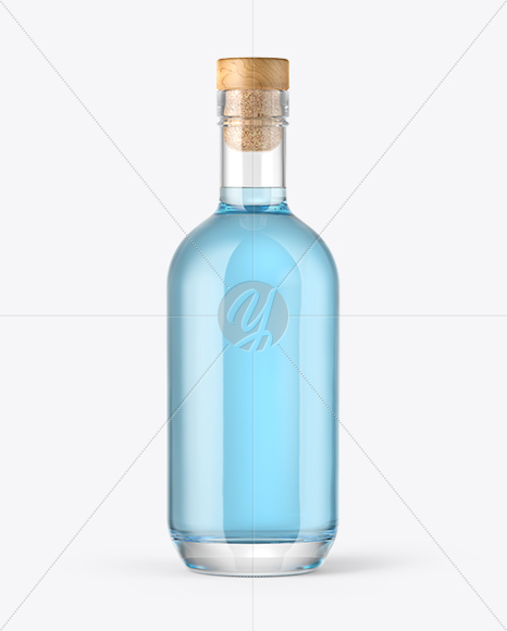 Download Clear Glass Gin Bottle with Wooden Cap Mockup in Bottle Mockups on Yellow Images Object Mockups