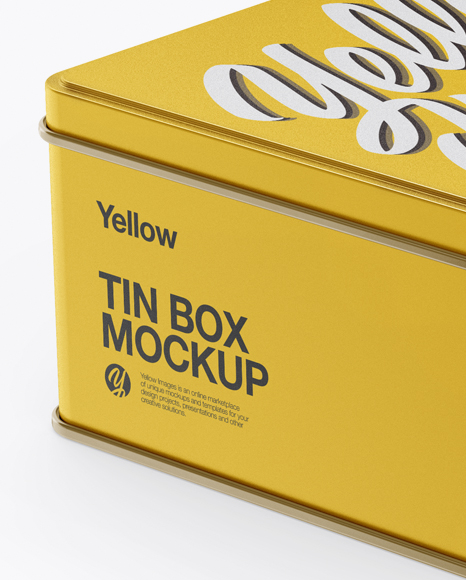 Download Matte Metallic Tin Box Mockup - Half Side View (High-Angle Shot) in Box Mockups on Yellow Images ...