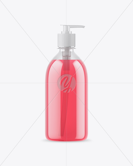 Download Clear Bottle with Pink Liquid Soap Mockup in Bottle Mockups on Yellow Images Object Mockups