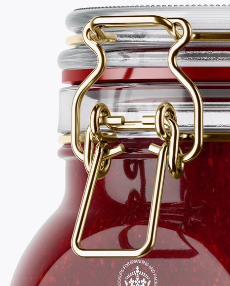 Download 900ml Berry Jam Glass Jar w/ Clamp Lid Mockup - Half Side View in Jar Mockups on Yellow Images ...