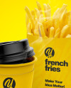 Coffee Cup With Sleeve & French Fries Mockup in Cup & Bowl Mockups on