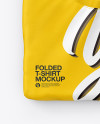 Folded T-Shirt Mockup - Top View in Apparel Mockups on Yellow Images