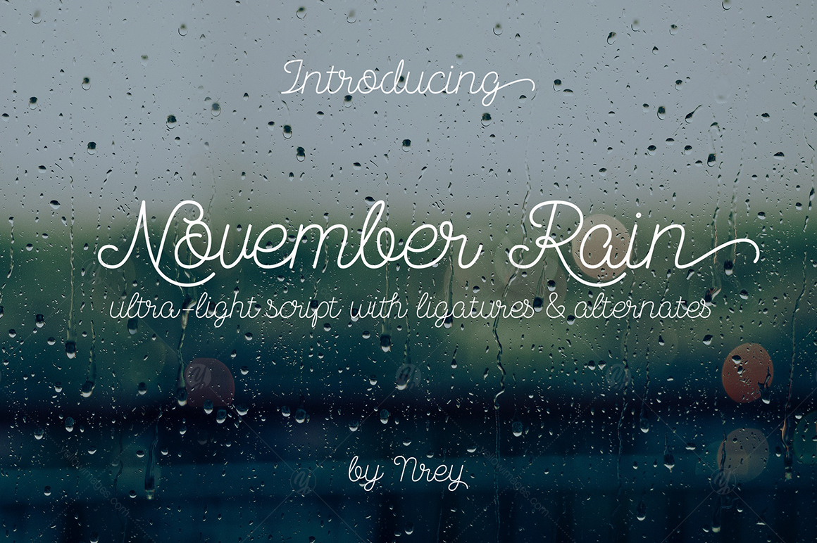 November Rain script in Fonts on Yellow Images Creative Store