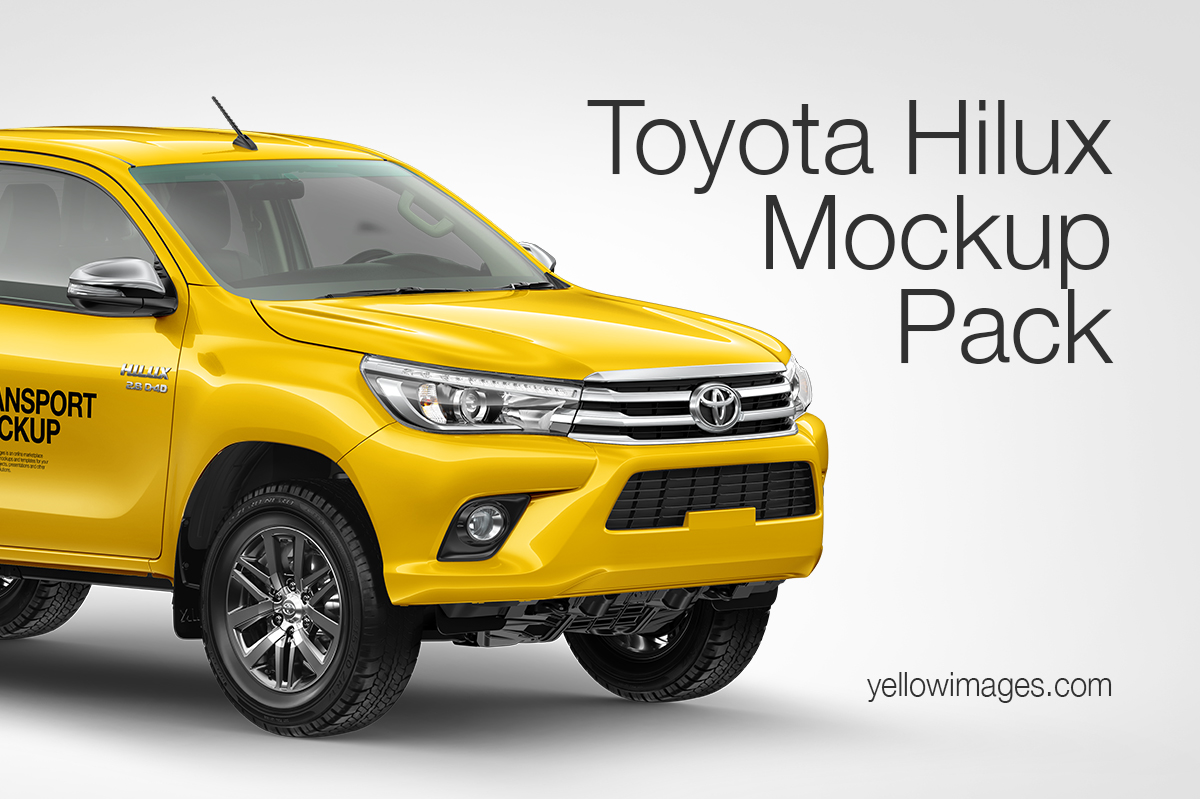 Download Toyota Hilux Mockup Pack in Vehicle Mockups on Yellow Images Creative Store
