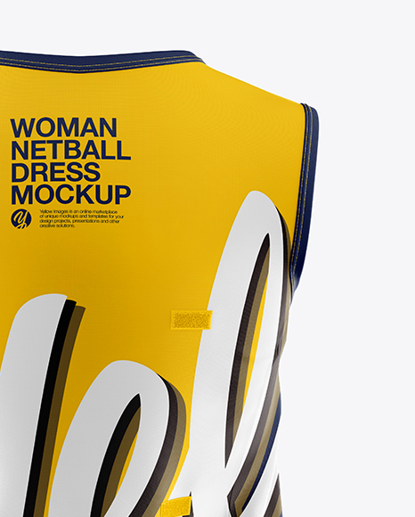 Netball Dress HQ Mockup - Back View in Apparel Mockups on Yellow Images