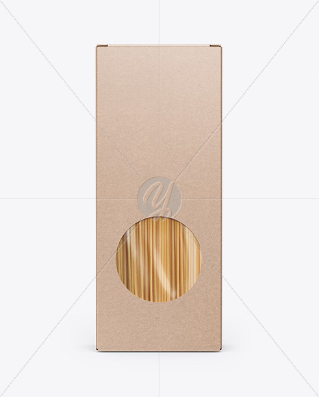 Kraft Box with Pasta Mockup - Front View in Box Mockups on Yellow