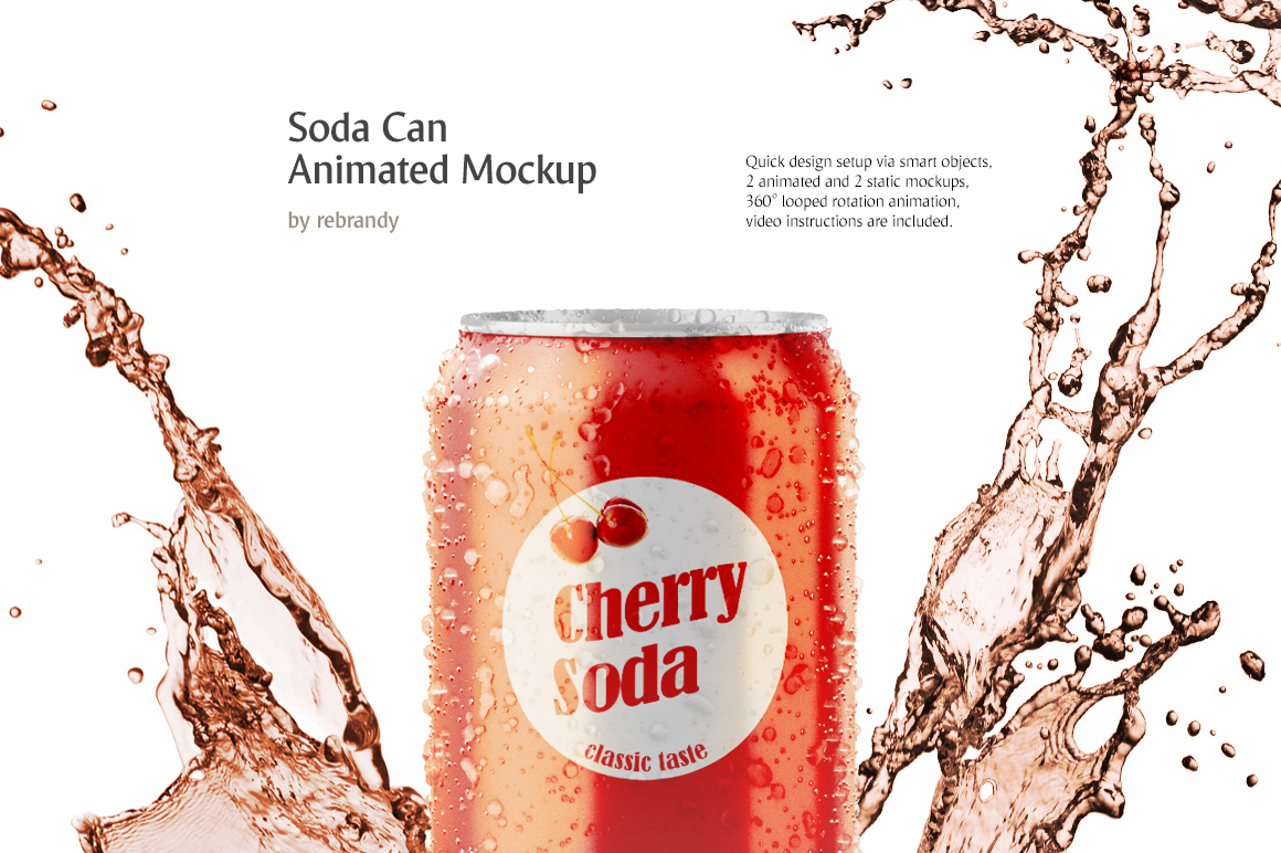 soda can animated mockup in Packaging Mockups on Yellow Images Creative