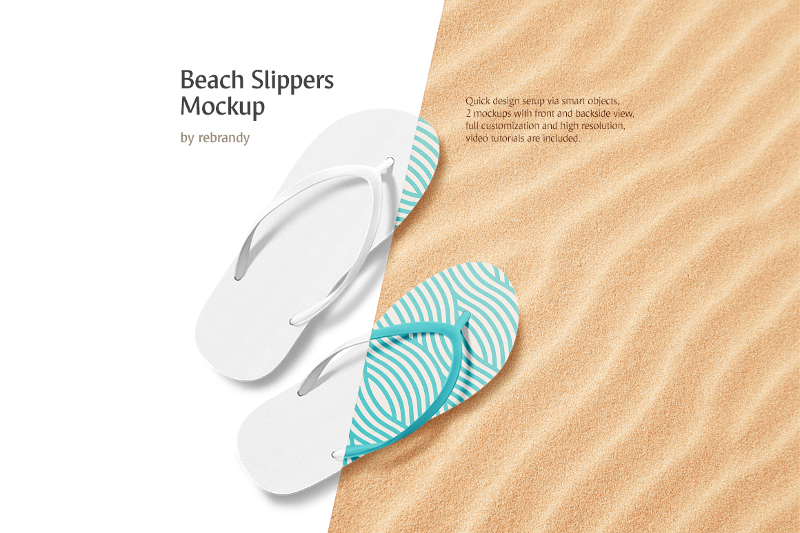 Beach Slippers Mockup in Apparel Mockups on Yellow Images Creative Store