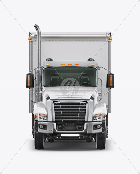 Download Box Truck Mockup - Front View in Vehicle Mockups on Yellow ...