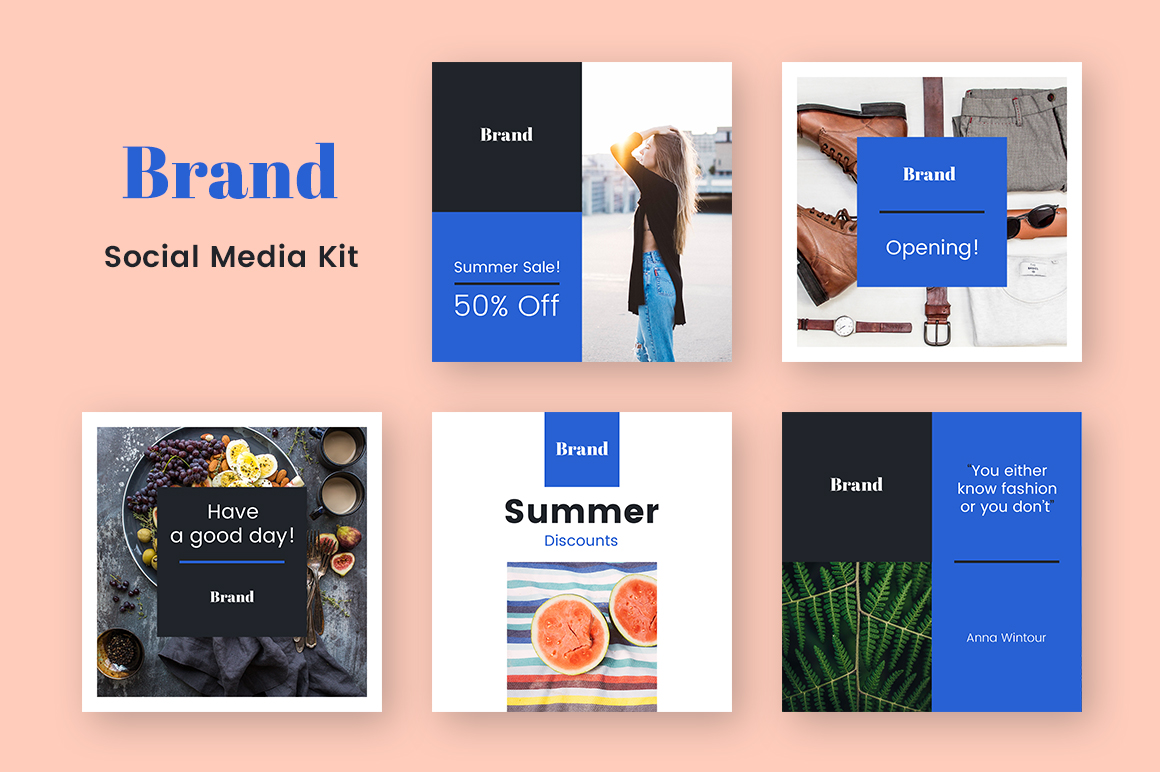 Brand Social Media Kit In Social Media Templates On Yellow Images