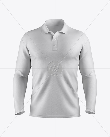 Download Men's Polo With Long Sleeve Mockup - Front View in Apparel ...
