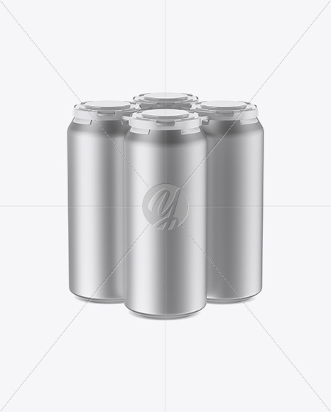 Download Pack with 4 Matte Metallic Cans with Plastic Holder Mockup ... Yellowimages Mockups