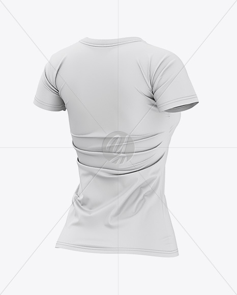 Women’s Slim-Fit T-Shirt Mockup - Back Half-Side View in Apparel