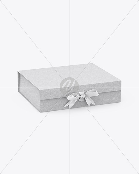 Download Kraft Gift Box With Bow Mockup - Half Side View (High ...