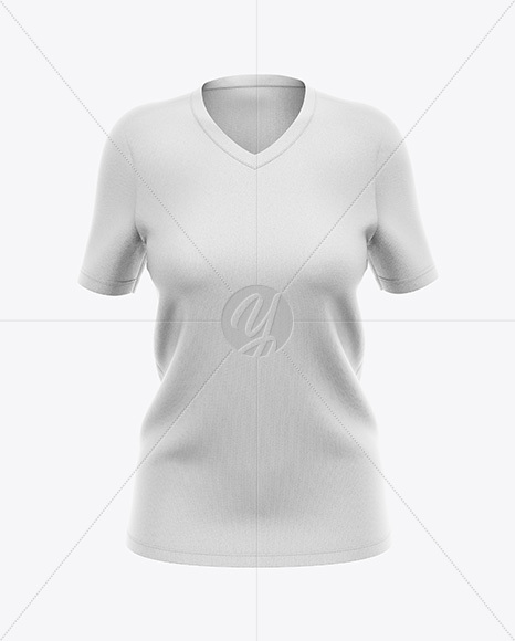Download Women`s V-Neck T-Shirt Mockup - Front View in Apparel ...