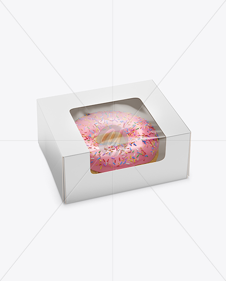 Download Box W/ Donut Mockup - Half Side View (High Angle Shot) in Box Mockups on Yellow Images Object ...