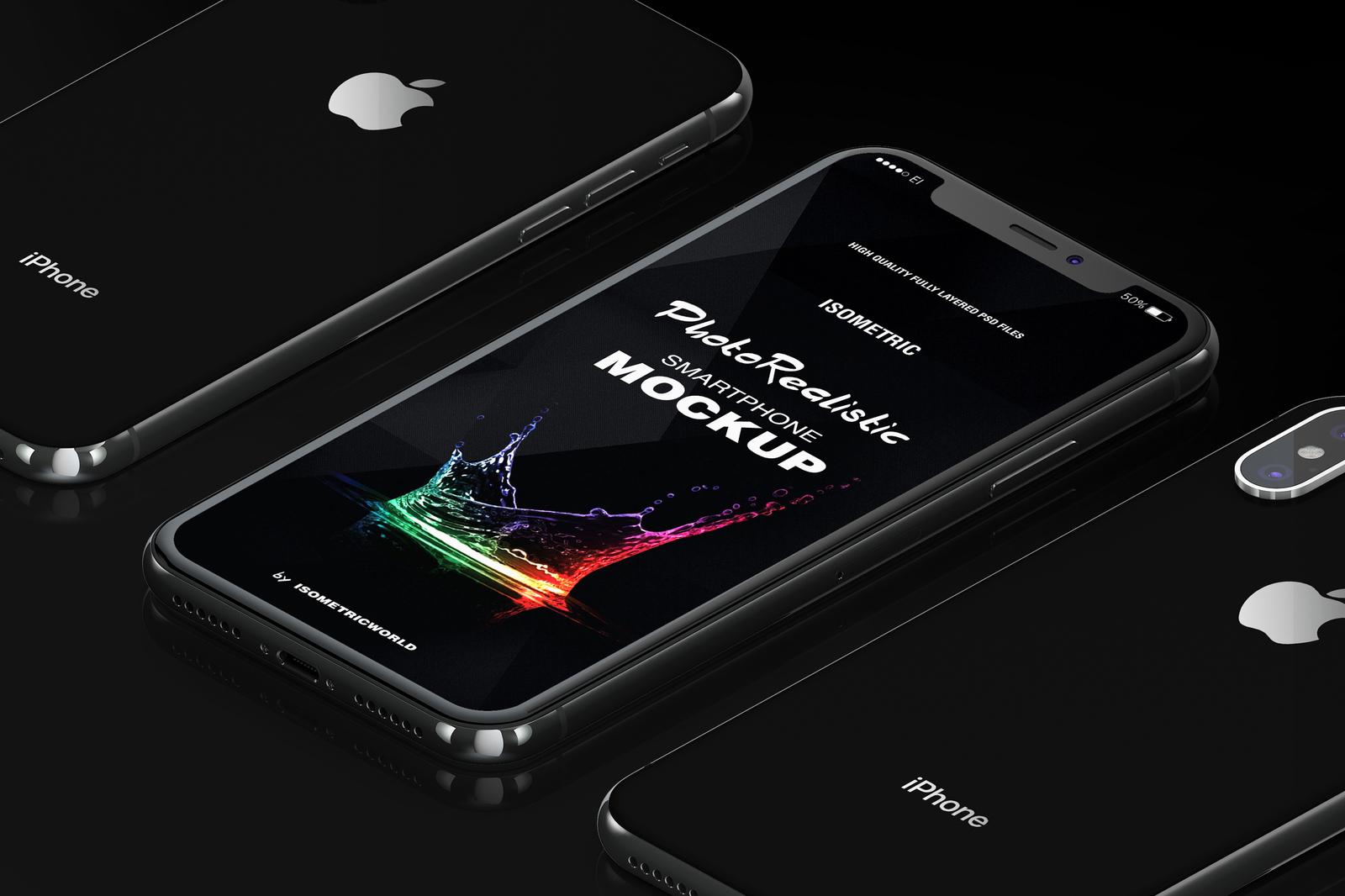 Isometric iPhone X Mock-up in Product Mockups on Yellow Images Creative