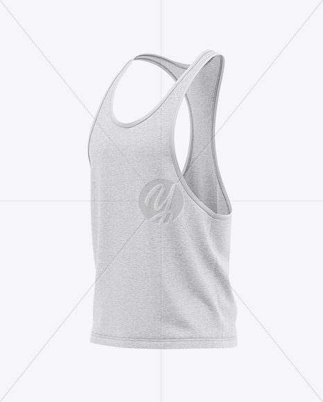 Download Men's Heather Racer-Back Tank Top Mockup - Front Half Side View in Apparel Mockups on Yellow ...