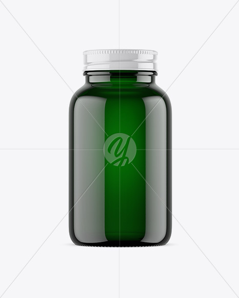 Download Empty Dark Green Glass Pills Bottle Mockup in Bottle Mockups on Yellow Images Object Mockups