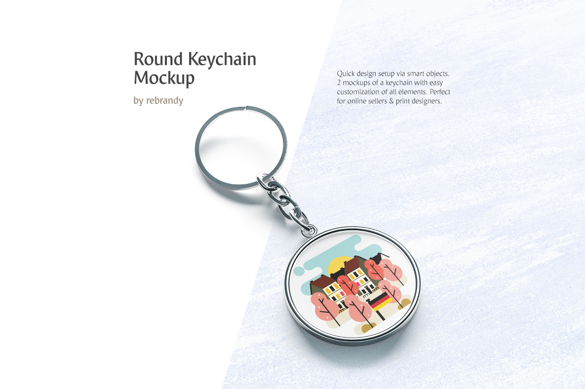 Download Round Keychain Mockup in Stationery Mockups on Yellow ...