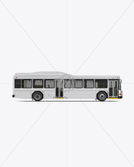 Hybrid Bus Mockup - Side View in Vehicle Mockups on Yellow Images Object Mockups