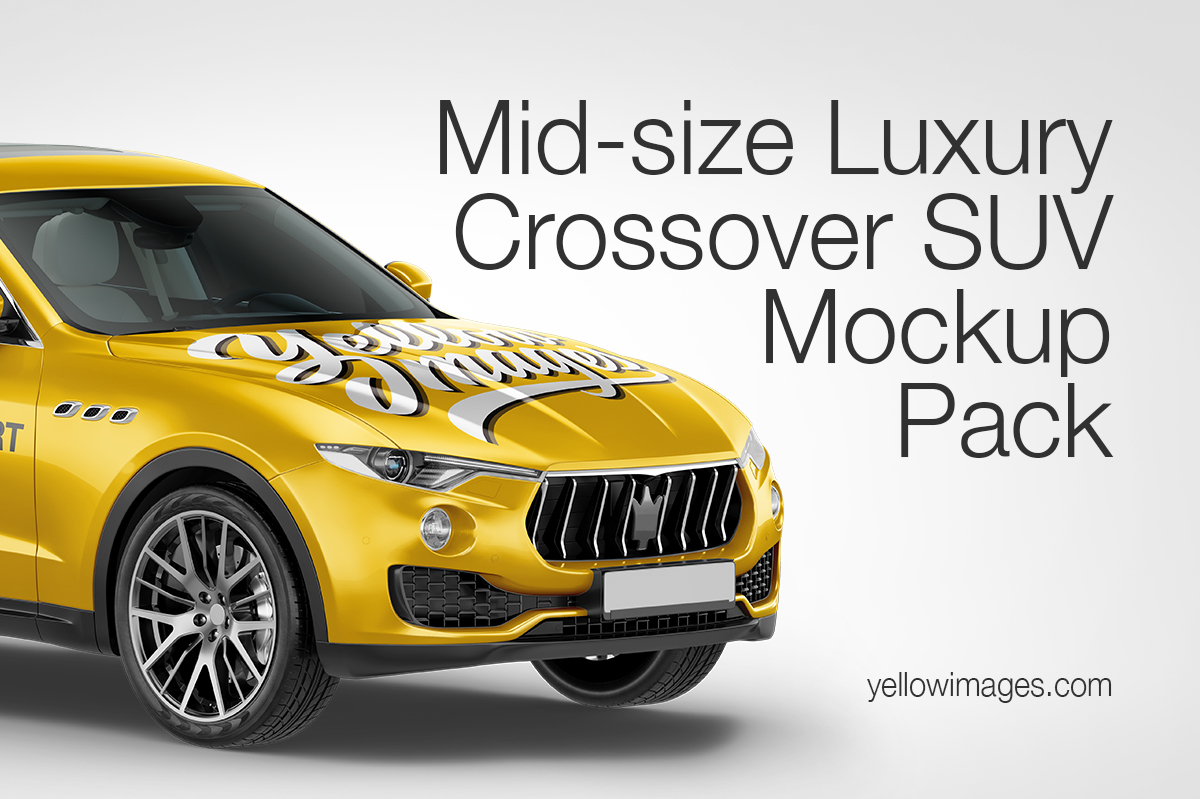 Download Mid-Size Luxury Crossover SUV Mockup Pack in Handpicked Sets of Vehicles on Yellow Images ...