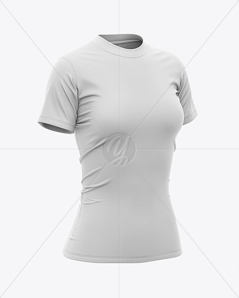 Download Women's Tight Round Collar T-Shirt Mockup - Front Half ...