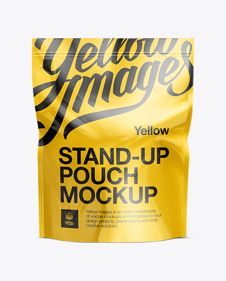 Download 6,5kg Plastic Stand-Up Pouch w/ Zipper Mockup in Pouch Mockups on Yellow Images Object Mockups