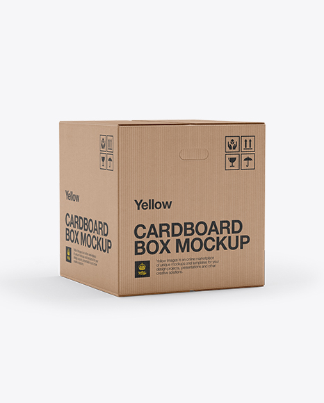 Download Corrugated Box Mockup - 25° Angle Front View in Box Mockups on Yellow Images Object Mockups